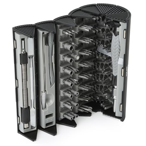 XYAJUANG 126 In 1 Mechanical Reel Screwdriver Set, Precision Maintenance Screwdriver Set, Scroll Design? 120Magnetic CR-V Batch Heads, For Repair Phone,Laptop,Watch,Camera Etc (126IN1-BLACK)