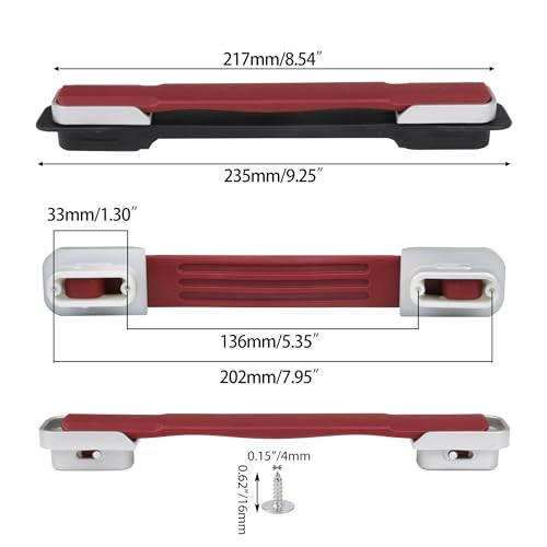 Image of Flexible Strap Suitcase Luggage Red B117 Replacement Handle with Screws 217mm