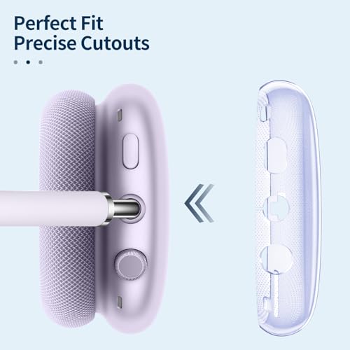 Image of Fintie Clear Case for AirPods Max 2 (2026) and AirPods Max 1 (2024 /2020) | Soft TPU Protective Cover, Anti-Scratch, Transparent Accessories Skin Protector, Travel Daily Use, Purple