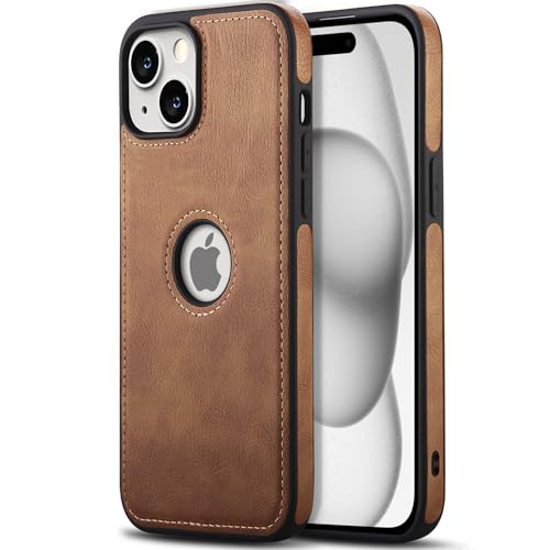 AIOVETEAB Cuir Coque pour iPhone 15,Premium PU Cuir, Classique De Luxe, Etui Protection élégante Et Fine Ultra-Mince Coque Compatible avec iPhone 15 (6,1...