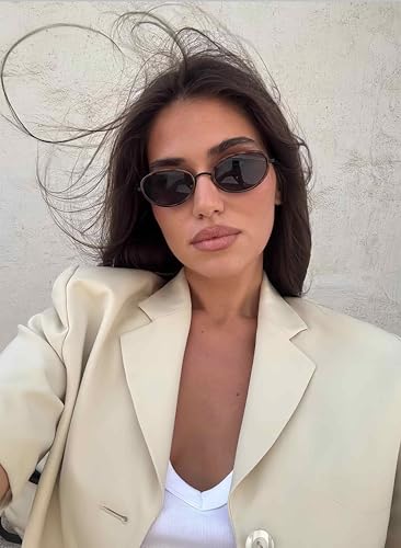 Image of boten Retro Oval Sunglasses for Women 90s Small Gold Frame Sun Glasses Lightweight Cute Chic Sunnies