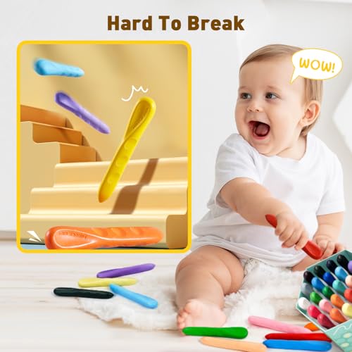 Giz de cera de abelha triangular jumbo para crianças pequenas, 12 cores inquebráveis para bebês de 1
