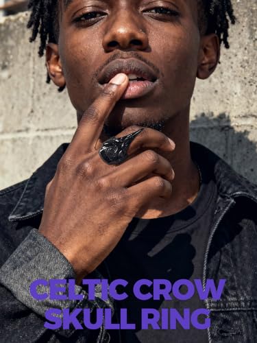 Richsteel Stainless Steel Viking Raven Crow Skull Ring for Men Women Gothic Norse Protection Jewelry(with Gift Box)2