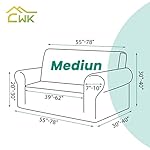 CWK Stretch Couch Covers for 2 Cushion Couch Sofa Spandex Non-Slip Soft Couch Sofa Cover Slipcovers,Furniture Protector with Non Skid Foam and Elastic Bottom for Kids,Dogs(Medium,Greyish Green) - Image 3