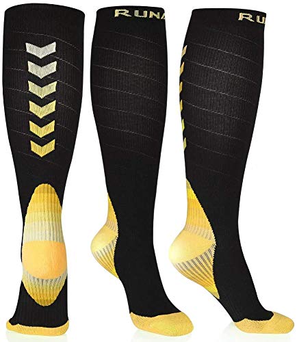 Calcetines de compresión, Calcetines/Medias de Compresión para Hombres y Mujeres, Running, Deporte, Correr, Senderismo, Volar, Viajar, Varicosas, Transpirables y Resistentes