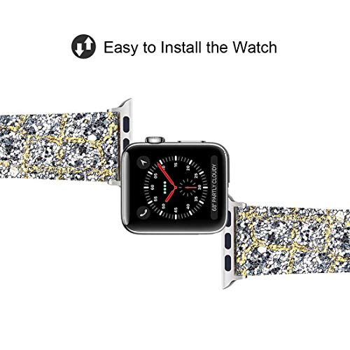 Moonooda Glitter Watch Band Replacement For Apple Watch Bands 42Mm 44Mm Women Girl Cute Bling Sparkle Strap Wristband Compatible With Iwatch Series Se 6 5 4 3 2 1, Silver And Gold #TOP2
