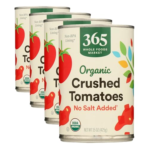 365 by Whole Foods Market, Tomatoes Crushed No Salt Added Organic, 15 Ounce (Pack of 4)