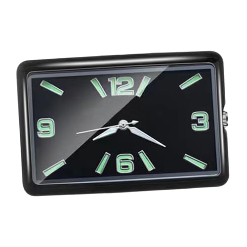 Generic Stick on Clock for Car Dashboard,Mini Tiny Small Analog Clock,Self Adhesiion Home Decor Rectangular Mini Quartz Clock Luminous Clock Analog for Shelf, Black Horizontal