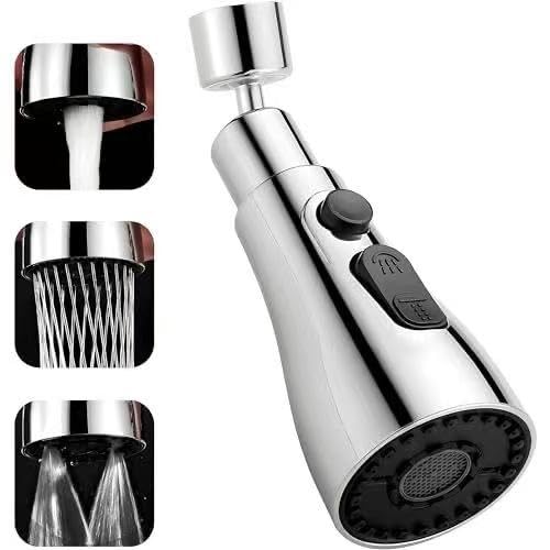 Image of 360 Degree Water Saving Faucet Adjustable | Tap filter, Tap extender for kitchen sink | Flexible Anti Splash Water Saving Movable | Sprinkle Head Nozzle for & Kitchen (2, Chrome)