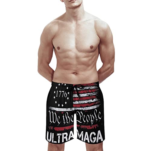 Trump Board Shorts Ultra MAGA - We The People Proud Republican USA Flag Swim Trunks Lightweight and Quick-Drying Beach Shorts M3