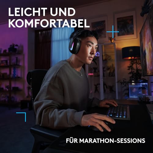 Logitech G G522 LIGHTSPEED, Kabelloses Gaming-Headset, Full-Band-Mikrofon, erweitertes Audio, Tri-Connect (LIGHTSPEED, Bluetooth, USB A auf C), LIGHTSYNC RGB, für PC,Nintendo Switch/Switch 2 – Schwarz
