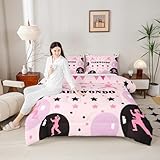 Taekwondo Kinder-Bettwäsche-Set, Queen-Size-Größe, Sterne, geometrische Punkte, abstraktes Kung-Fu-Bettwäsche-Set, Mädchen-/Jungen-Zimmer-Dekoration, Kampfkunst, Sport, Spiel, moderne Steppdecke, rosa