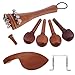 Jiayouy 13Pcs 4/4-3/4 Violin Accessories Kit Violin Tailpiece with Metal Fine Tuner 4 Tuning Pegs Endpin Chin Rest Tail Gut Replacement Parts Jujube Wood