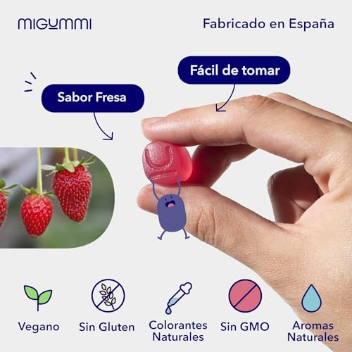 Miniatura 4 de Gominolas Multivitaminas Para Niños - 100 Gummies Sabor Fresa Natural - Vitamina C, D, B12, E, A, B6, B5, Biotina, Ácido Fólico, Zinc, Yodo, Colina - 12 Vitaminas Y Minerales - Veganas