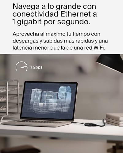 Belkin Connect Adaptador USB-C a Ethernet + Carga de 100 W, 1 Puerto Gigabit Ethernet y 1 Puerto USB-C, conexión rápida de Internet de [10/100/1000] Mbps, para iPhone 16, 15, Samsung Galaxy S24 y más - imagen 3