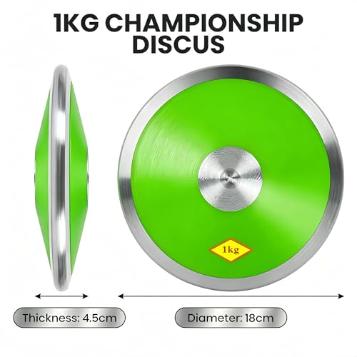2 Pack 1kg Sports Training Discus for Track and Field, Nylon Practice Discus with Smooth Steel Rim and Center, 1 kg Boys Girls Women Men Discuses Throwing Equipment for Outdoor Beginners (Green) by Rühepol - Image 3