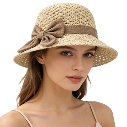 Sombrero de paja elegante para mujer con ala ancha miniatura 1