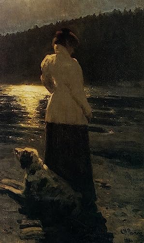 Tableau toile Nuit au clair de lune de Repin pour décoration murale de salon 60x90cm