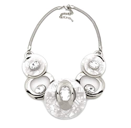 Fashion 21 Women's Celluloid Acetate Oval Disc Glass Stone Metal Link Statement 17