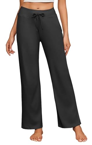 PINSPARK Pantalones de Jogging para Mujer, Pantalones Acampanados de Cintura Alta, Pantalones de Yoga, ProteccióN UV, Pantalones de Ocio con Perneras Anchas EláSticas y 4 Bolsillos