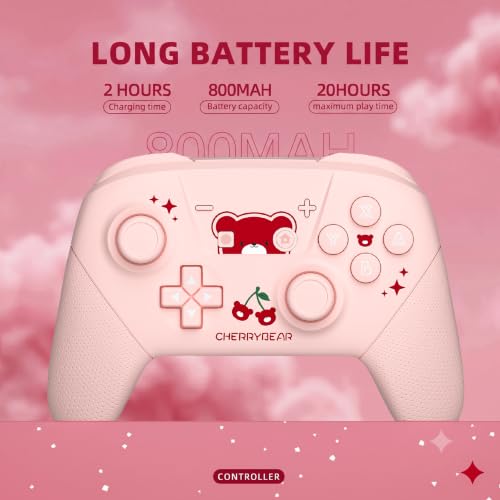 Image of YKASEK Wireless Switch Pro Controller with Carrying Storage Case, Gamepad Remote for Switch Support NFC /Dual Vibration /Screenshot /Wake-up Function, Compatible with Switch /Switch Lite /OLED /PC, Pink