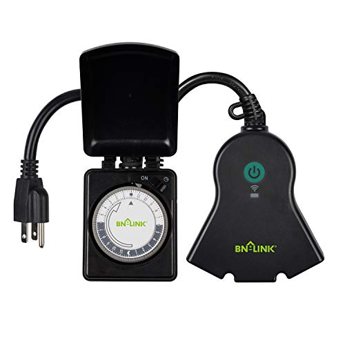 BN-LINK Outdoor Waterproof Mechanical Timer, 24 Hr Programmable Dual Outlet Timer, U58/Smart Wifi Heavy Duty Outdoor Outlet, Timer and Countdown Function, 2.4 Ghz Network Only, U130T