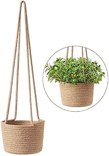 INFILM Nordic Plants Hanger, Handmade Cotton Hemp Hanging Flower Basket Holder Wall Art Seagrass Flower Plant Pot for Indoor Outdoor Home Balcony Garden Decor