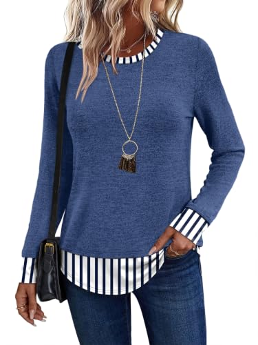 WIHOLL Womens Long Sleeve Shirts Lightweight Tunic Tops