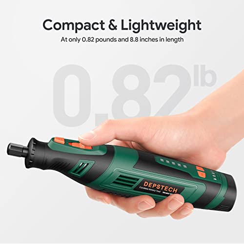 Depstech Rotary Tool Cordless Kit, 8V 2.0Ah Rechargeable Battery, 30000Rpm 5-Speed Multi Power Carving Tools, 127Pcs Accessories, Shield Attachment, Cutting/Drilling Guide For Handmade/Diy Creations #TOP6