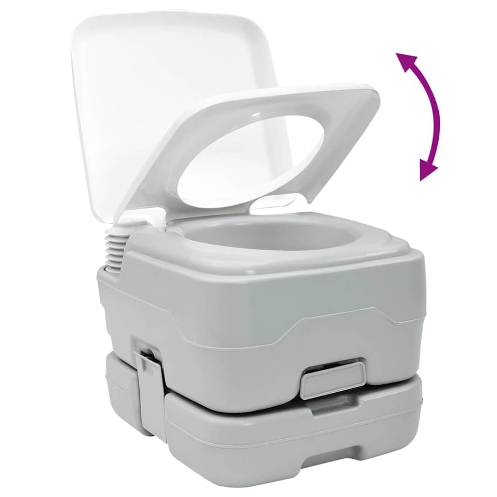 vidaXL Camping-Toilette Grau und Weiß 41,5 x 36,5 x 30 cm Polyethylen | Leicht zu transportieren für Outdoor-Aktivitäten, Perfekt für begrenzte Platzverhältnisse,
