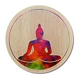Kunst und Glas Holzbild · Buddha · Ø 30cm · Symbol Lehre Erleuchtung Ruhe Entspannung Meditation Naturholz · Geschenkidee Geburtstag Ostern · Wandbild Danke Geschenk · Wanddeko Schlafzimmer