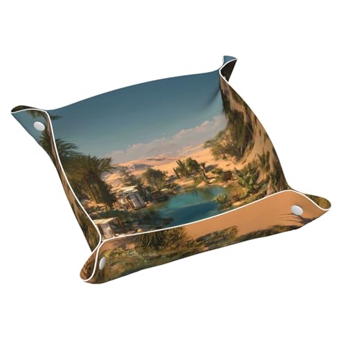 Ggnkdl Desert Oasis Prints - Bandeja de almacenamiento de piel de PVC de calidad media, bandeja de cuero de doble cara para un almacenamiento y organización cómodos