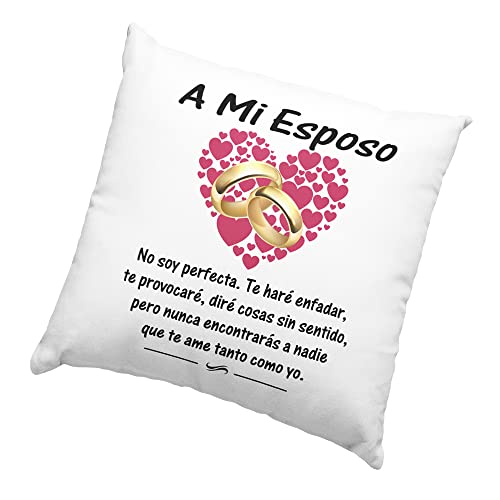 Cojin Personalizado 40x40 A mi Esposo, Idea, Ideas de Regalo de cumpleaños - con Relleno (40 x 40 cm, Blanco) Cover