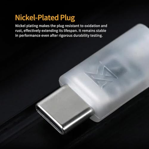 Image of KZ Type-C Upgrade Cable for IEM, In Ear Monitor, 4 Core Oxygen Free Silver-Plated Cable with Built-In DAC Chip in Type-C Nickle Plated Plug & 0.75 2Pin Connector