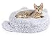 Pecute Katzenbett Katzenkorb, Runde Plüsche Hundebett für Katzen und Kleine Hunde, Waschbar Hundekorb Katzensofa Weiche Katzenschlafplatz Katzenkissen Haustierbett M 55*15cm