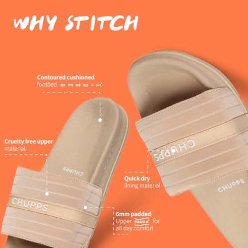Image of CHUPPS Stitch Black & Black Drift Orthopedic Slippers | Soft Footpharma Footbed | Breathable Ventilation Holes | Lightweight Flip Flops | Anti-Skid Chappals for Everyday For Womens