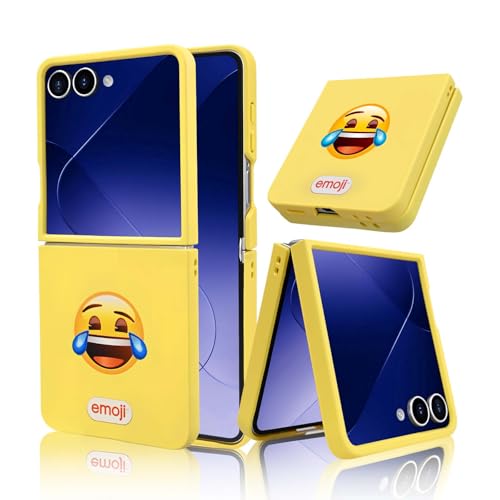 emoji for Samsung Galaxy Z Flip 7 case, Anti-Fingerprint Shockproof Protective Interesting Emoticon Hard Slim Ultra-Thin Case for Samsung Z Flip 7 (Yellow)
