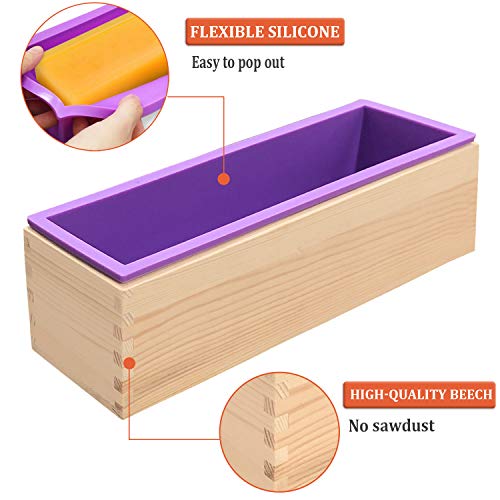 Walfos Silicone Soap Mold - Flexible Rectangular Loaf Mold Comes With Wood Box And Wooden Cover For Cp & Mp Making Supplies #TOP1