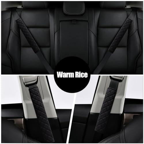 GKmow 1 PC Car Seat Belts, 25.5In Crystal Velvet Anti-Abrasion Protective Cover, Four-Season Protective Pad for Shoulder Neck Chest, Universal Interior Decorative Accessories for Most Cars (Black) - Thumbnail 6