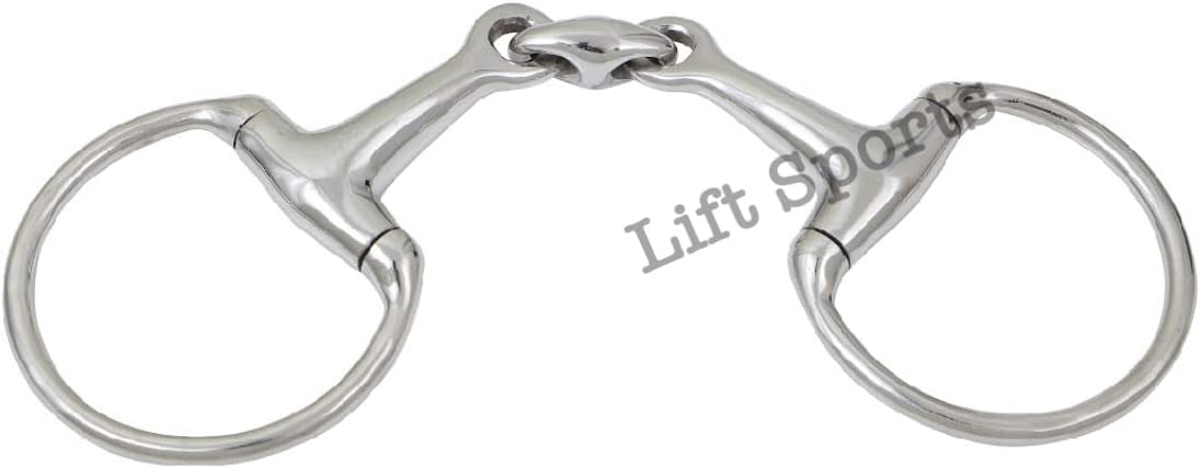EGGBUTT Snaffle Horse Bit Lozenge Fat Double Joint Oval Link Silver Polish Stainless Steel Tack Equestrian (5.50 Inch)