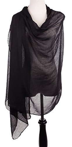 BYOS Womens Airy Crinkled Soft Lightweight Oversized Shawl Scarf in Solid Color3