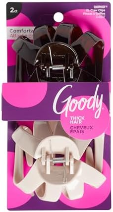 Goody SlideProof Octopus Large Claw Clips, 2 Ct, Neutral Tones, Secure Grip Accessories for Women & Men, Hair Styling Accessories for All Occasions, Claw Clips for Thick Hair