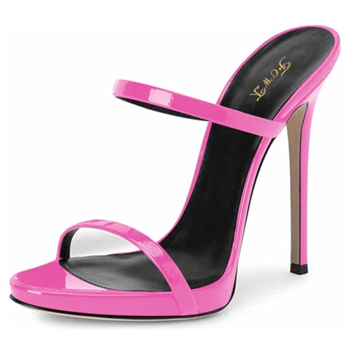 FOWT Women Sexy Open Toe Thin High Heel Two Straps Mules Slip on Slingback Party Prom Evening Dance Shoes Size 4-16 US