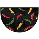 Print Pepper Chili Half Round Rugs for Entryway Washable Rugs Doormat Indoor Non-Slip Door Mat Indoor Entrance Welcome Matt for Front Door