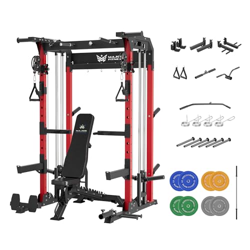 MAJOR FITNESS F22 Power Rack with Weight Bench, Barbell &