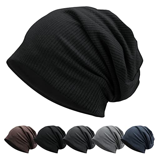 ECOMBOS Gorro para mujer Slouch Beanie de algodón suave y ligero, unisex, Negro., M Cover