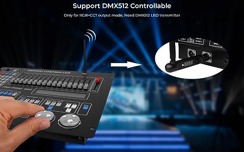 LIGHTEU®, Milight Miboxer Controlador LED 3 en 1 (2,4 GHz) RGB RGBW Controlador de tira LED RGBCCT DC12V/24V Compatible con DMX512, PWM de alta/baja frecuencia, 4x E3-RF + FUT092 - imagen 6