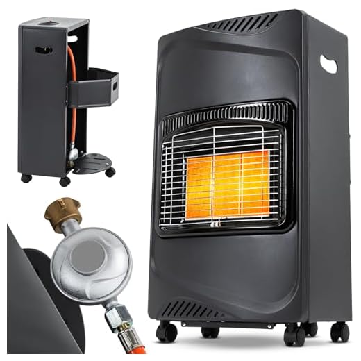 Heidenfeld Gasheizung Inferno GH100 | - 4200 Watt - Heizstrahler - Gasheizung für Innenräume - Gasofen - Gasheizer - Gasflaschen bis 15 Kg - Gasschlauch (Schwarz)