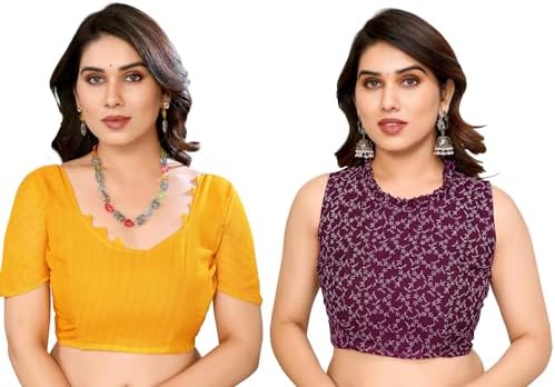Printed Georgette Saree With Blouse Piece Combo Pack of 2 Combo (Combo_Md_1152_2_1190_2)_A14596