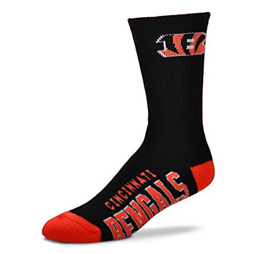 FBF - NFL Deuce Adult Team Logo Crew Dress Socks Footwear for Men and Women Game Day Apparel - Cincinnati Bengals Large